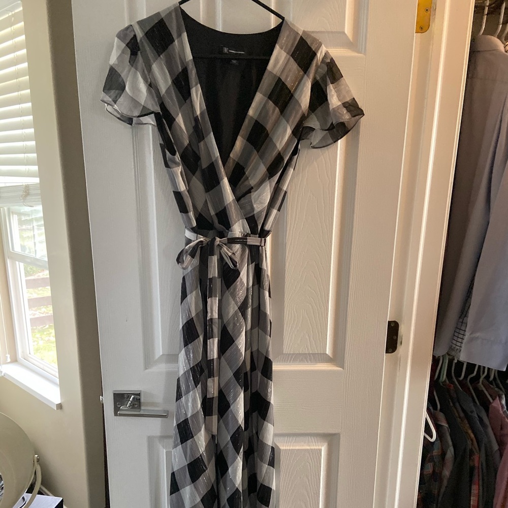 Black and white/gray checkered sparkly dress